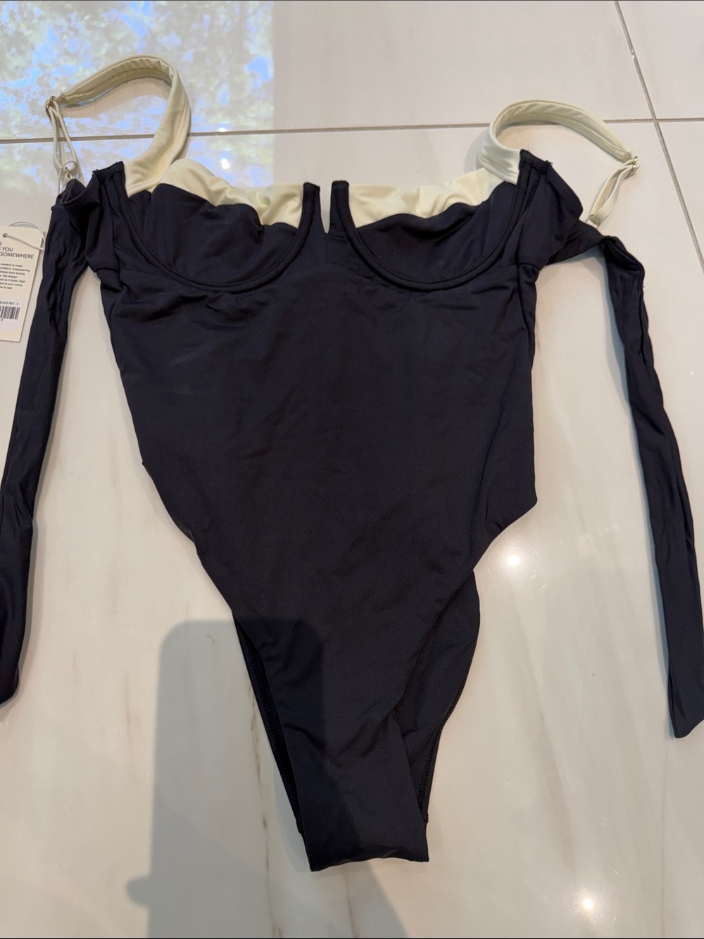 BNWT Monday Swinwear Clovelly One-Piece Swimsuit in Black and Cream